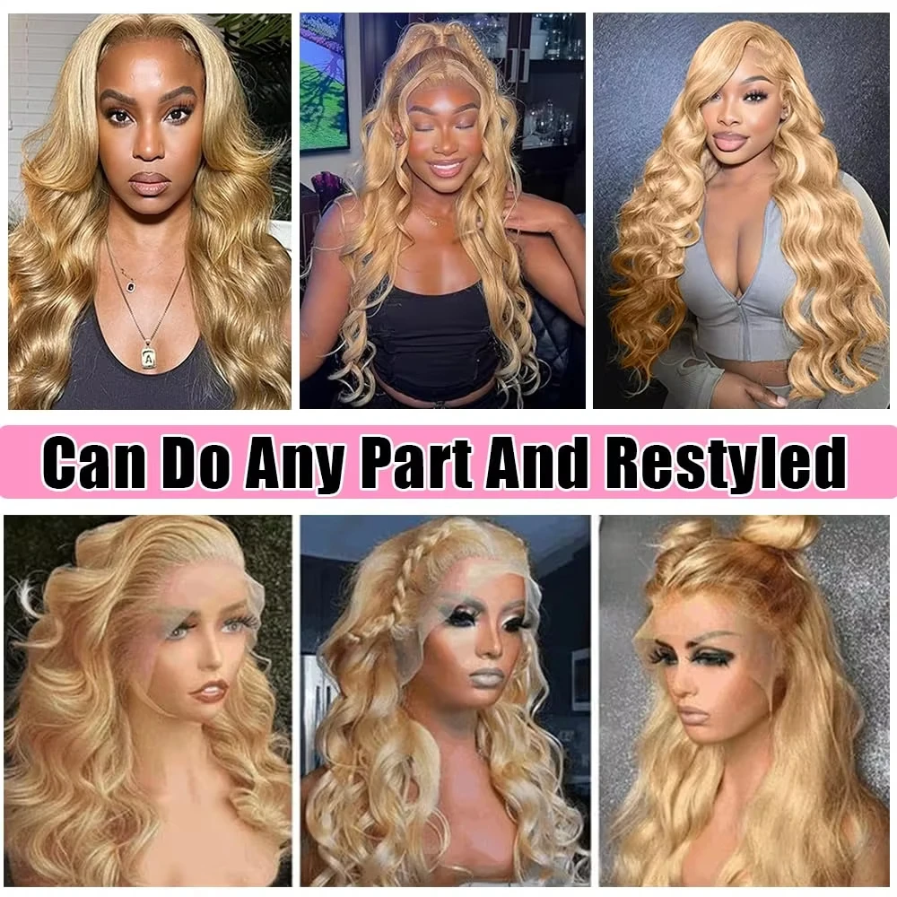 27# Honey Blond 13x4 Body Wave Lace Frontal Human Hair Wigs Brazilian Colored Loose Water Wave 13x6 HD Lace Front Wigs For Women - Image 5