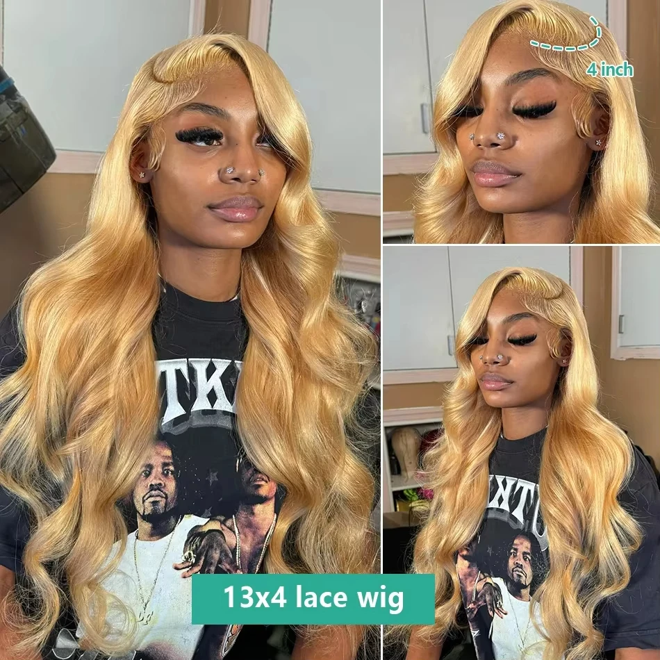 27# Honey Blond 13x4 Body Wave Lace Frontal Human Hair Wigs Brazilian Colored Loose Water Wave 13x6 HD Lace Front Wigs For Women - Image 2