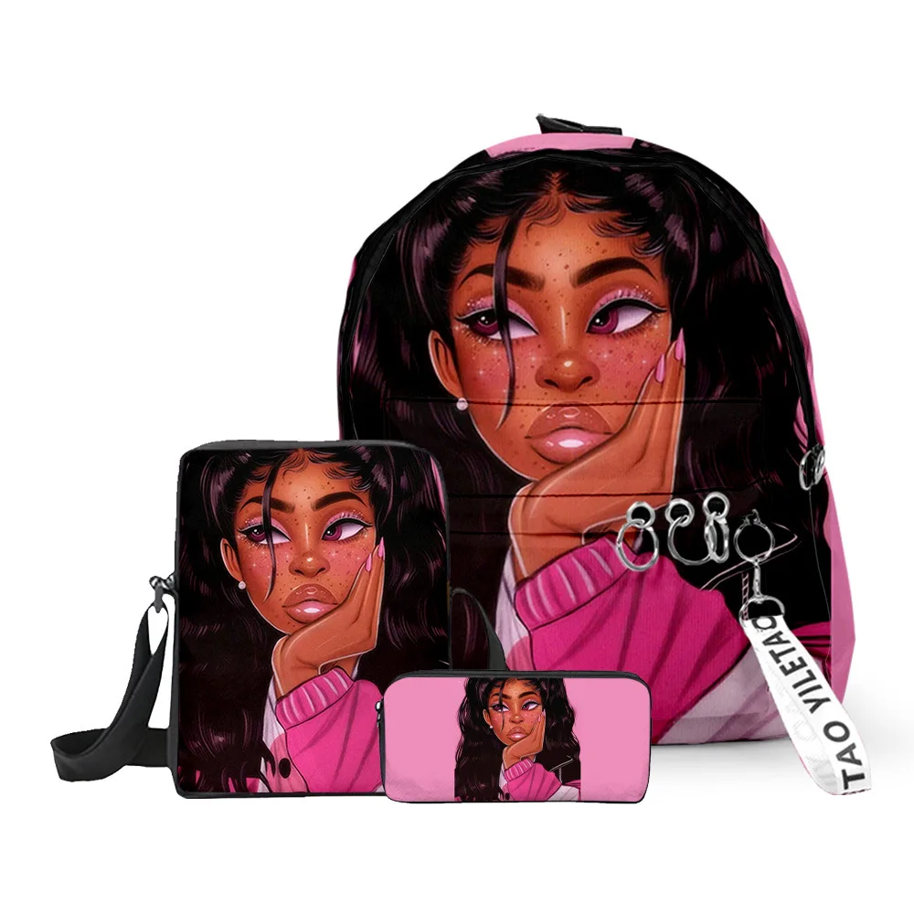 Classic Popular Funny African girl 3D Print 3pcs/Set pupil School Bags Laptop Daypack Backpack Inclined shoulder bag Pencil Case Classic Popular Funny African girl 3D Print 3pcs/Set pupil School Bags Laptop Daypack Backpack Inclined shoulder bag Pencil Case