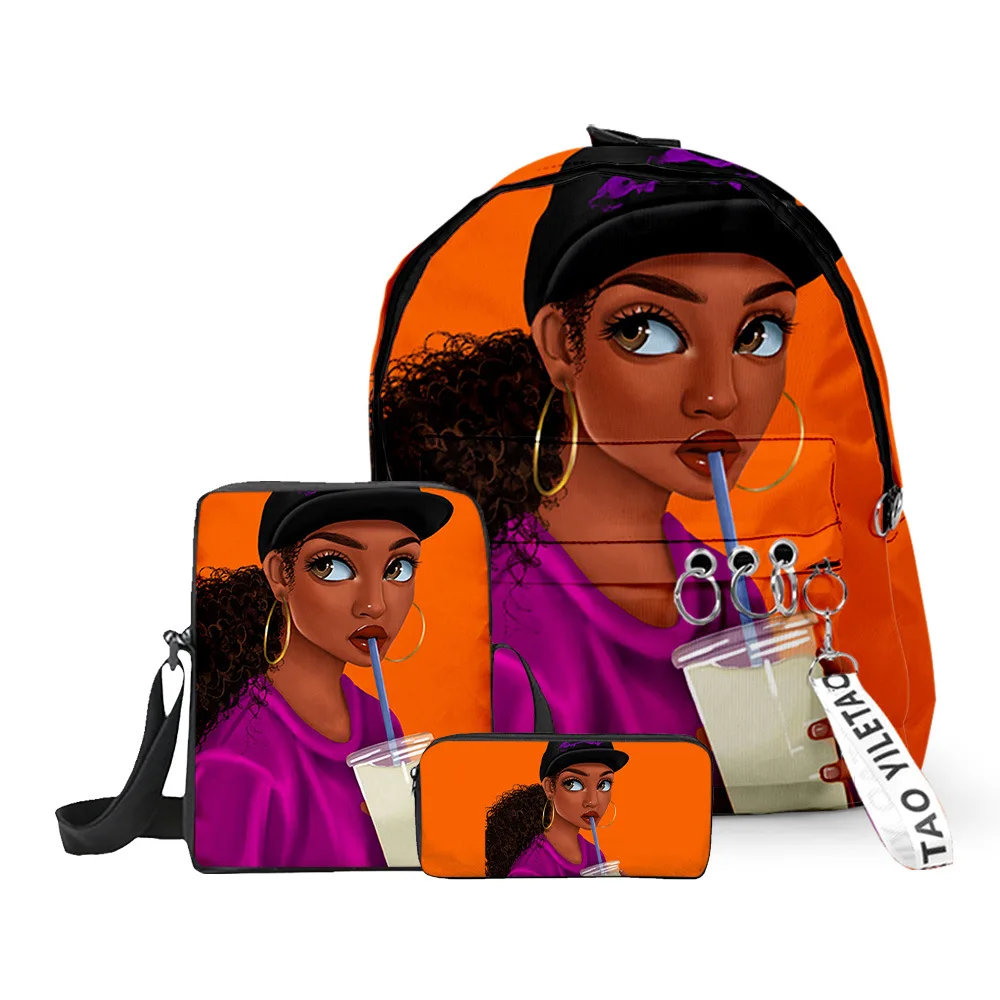 Classic Popular Funny African girl 3D Print 3pcs/Set pupil School Bags Laptop Daypack Backpack Inclined shoulder bag Pencil Case Classic Popular Funny African girl 3D Print 3pcs/Set pupil School Bags Laptop Daypack Backpack Inclined shoulder bag Pencil Case