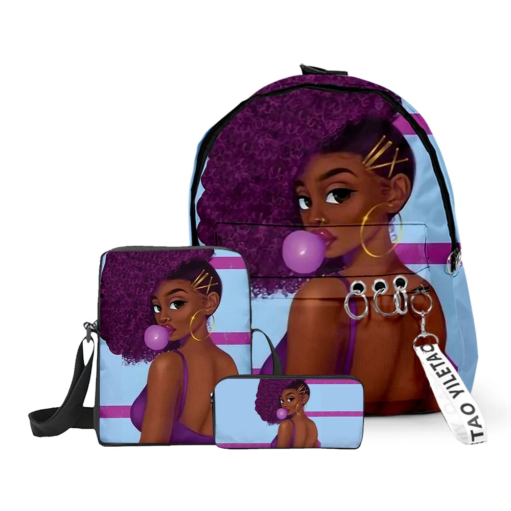 Classic Popular Funny African girl 3D Print 3pcs/Set pupil School Bags Laptop Daypack Backpack Inclined shoulder bag Pencil Case Classic Popular Funny African girl 3D Print 3pcs/Set pupil School Bags Laptop Daypack Backpack Inclined shoulder bag Pencil Case