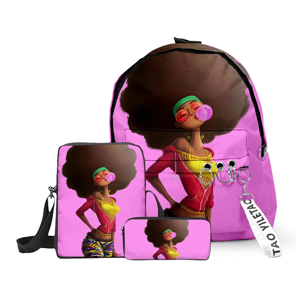 Classic Popular Funny African girl 3D Print 3pcs/Set pupil School Bags Laptop Daypack Backpack Inclined shoulder bag Pencil Case Classic Popular Funny African girl 3D Print 3pcs/Set pupil School Bags Laptop Daypack Backpack Inclined shoulder bag Pencil Case