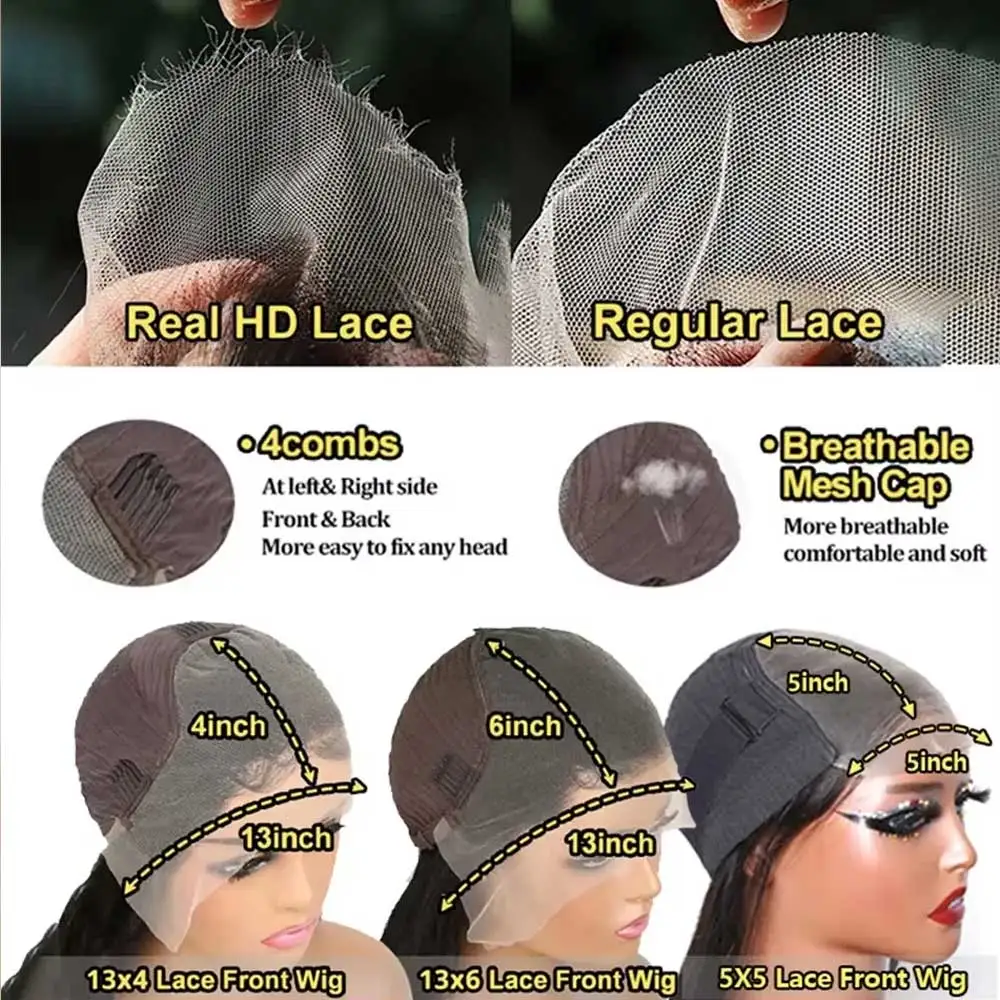 250% Glueless Wig Body Wave Human Hair Wigs Pre Cut 13x4 13x6 HD Lace Frontal Wigs Pre Plucked Curly Lace Front Human Hair Wigs