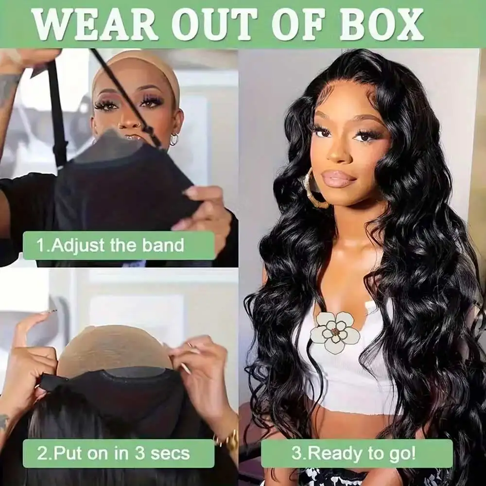 250% Glueless Wig Body Wave Human Hair Wigs Pre Cut 13x4 13x6 HD Lace Frontal Wigs Pre Plucked Curly Lace Front Human Hair Wigs