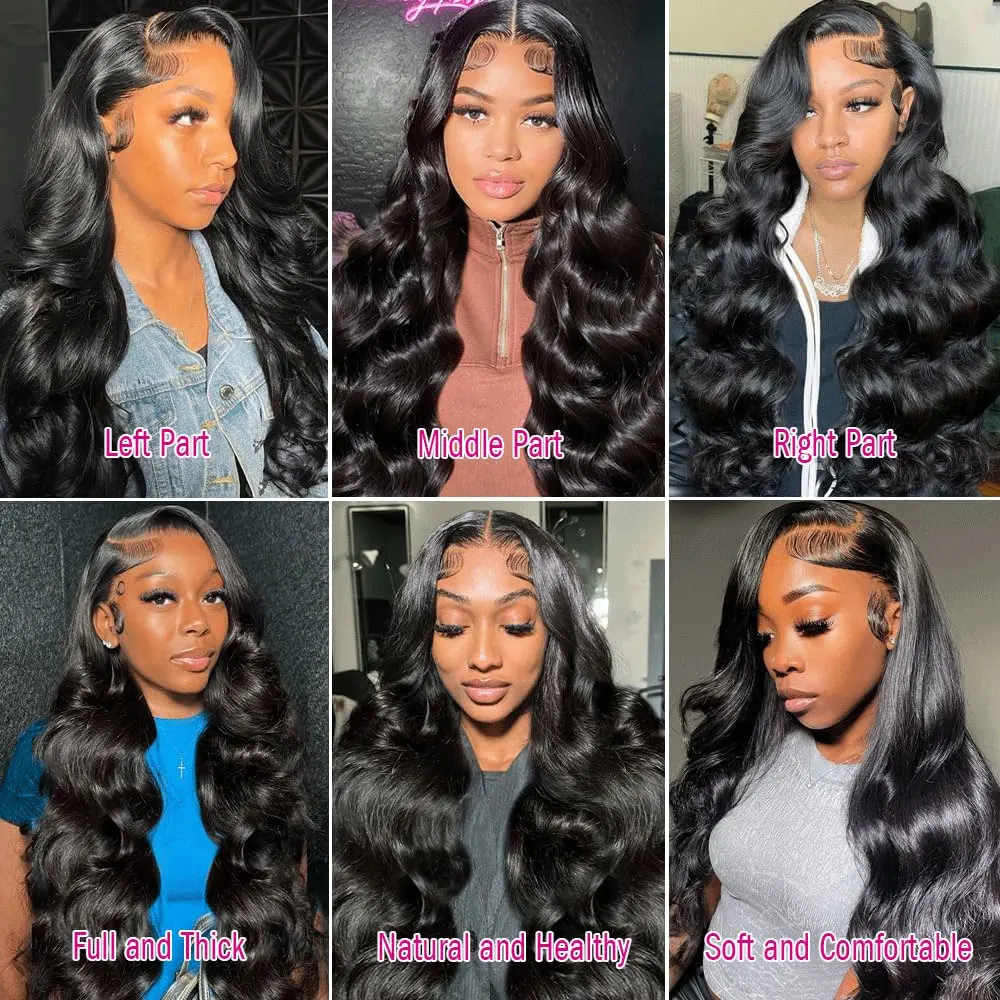 Raw Peruvian Body Wave 250% Density 40 42 inch 13x6 HD Lace Front Human Hair Wigs 13x4 Frontal Wigs Women Glueless Closure Wigs