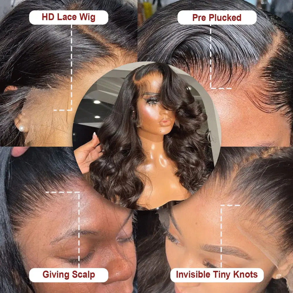 Raw Peruvian Body Wave 250% Density 40 42 inch 13x6 HD Lace Front Human Hair Wigs 13x4 Frontal Wigs Women Glueless Closure Wigs
