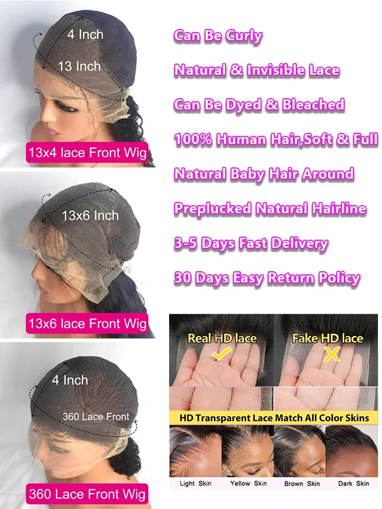 40 Inch Body Wave Human Hair Front Wig 13x6 13x4 Hd Lace Transparent Frontal wig Pre Plucked Brazilian Human Hair Wigs For Women - Image 6