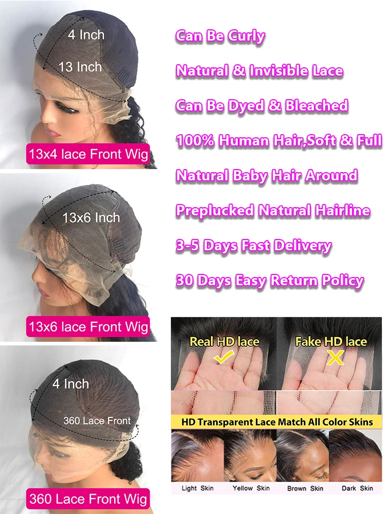 250 Density Body Wave 13x6 Hd Lace Frontal Wig Human Hair 13x4 Hd Pre Plucked Lace Wigs For Women 360 Full Lace Front Hair Wigs - Image 6