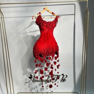 Amanda Fashionable 3D Flowers Cocktail Homecoming Dress Scoop Neck Velvet Special Occasion Gown Robes De Soiree Customized